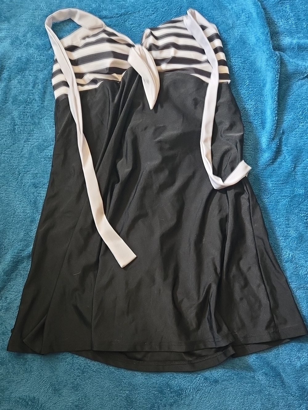 3/$20 Black & White Striped Bust Swimdress